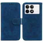 For Redmi K70 / K70 Pro Butterfly Rose Embossed Leather Phone Case(Blue)