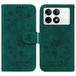 For Redmi K70 / K70 Pro Butterfly Rose Embossed Leather Phone Case(Green)