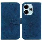 For Redmi 13 4G Butterfly Rose Embossed Leather Phone Case(Blue)