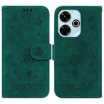 For Redmi 13 4G Butterfly Rose Embossed Leather Phone Case(Green)