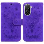 For Redmi A5 4G 173.3mm Butterfly Rose Embossed Leather Phone Case(Purple)