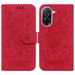 For Redmi A5 4G 173.3mm Butterfly Rose Embossed Leather Phone Case(Red)