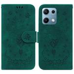 For Redmi Note 14S 4G Butterfly Rose Embossed Leather Phone Case(Green)