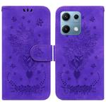 For Redmi Note 14S 4G Butterfly Rose Embossed Leather Phone Case(Purple)