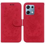 For Redmi Note 14S 4G Butterfly Rose Embossed Leather Phone Case(Red)
