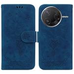 For Redmi K80 / K80 Pro / Xiaomi Poco F7 Pro Butterfly Rose Embossed Leather Phone Case(Blue)