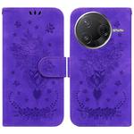For Redmi K80 / K80 Pro / Xiaomi Poco F7 Pro Butterfly Rose Embossed Leather Phone Case(Purple)