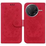 For Redmi K80 / K80 Pro / Xiaomi Poco F7 Pro Butterfly Rose Embossed Leather Phone Case(Red)