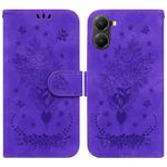 For Redmi Turbo 4 / Xiaomi Poco X7 Pro Butterfly Rose Embossed Leather Phone Case(Purple)