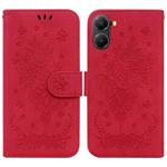 For Redmi Turbo 4 / Xiaomi Poco X7 Pro Butterfly Rose Embossed Leather Phone Case(Red)
