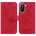 For Redmi A5 4G 171.7mm Butterfly Rose Embossed Leather Phone Case(Red)