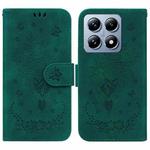 For Xiaomi 14T Pro Butterfly Rose Embossed Leather Phone Case(Green)