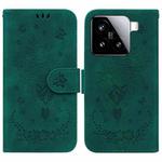 For Xiaomi 15 Butterfly Rose Embossed Leather Phone Case(Green)