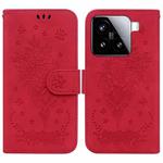 For Xiaomi 15 Butterfly Rose Embossed Leather Phone Case(Red)