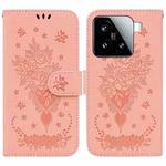 For Xiaomi 15 Butterfly Rose Embossed Leather Phone Case(Pink)