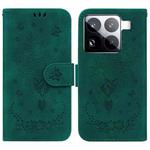 For Xiaomi 15 Pro Butterfly Rose Embossed Leather Phone Case(Green)