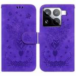 For Xiaomi 15 Pro Butterfly Rose Embossed Leather Phone Case(Purple)