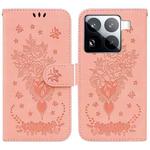 For Xiaomi 15 Pro Butterfly Rose Embossed Leather Phone Case(Pink)
