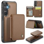 For Samsung Galaxy S23 FE 5G JEEHOOD J05 Business Magnetic Style RFID Leather Phone Case(Brown)