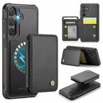 For Samsung Galaxy S24 FE 5G JEEHOOD J05 Business Magnetic Style RFID Leather Phone Case(Black)