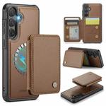 For Samsung Galaxy S24 FE 5G JEEHOOD J05 Business Magnetic Style RFID Leather Phone Case(Brown)