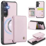 For Samsung Galaxy S25 5G JEEHOOD J05 Business Magnetic Style RFID Leather Phone Case(Pink)