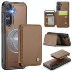 For Samsung Galaxy S25 5G JEEHOOD J05 Business Magnetic Style RFID Leather Phone Case(Brown)