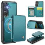 For Samsung Galaxy S25+ 5G JEEHOOD J05 Business Magnetic Style RFID Leather Phone Case(Blue Green)