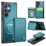 For Samsung Galaxy S25 Ultra 5G JEEHOOD J05 Business Magnetic Style RFID Leather Phone Case(Blue Green)