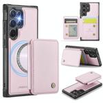 For Samsung Galaxy S25 Ultra 5G JEEHOOD J05 Business Magnetic Style RFID Leather Phone Case(Pink)