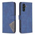 For Samsung Galaxy M36 5G Magnetic Buckle Rhombus Texture Leather Phone Case(Blue)