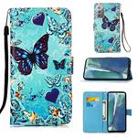 For Samsung Galaxy Note20 Colored Drawing Pattern Plain Weave Horizontal Flip Leather Case with Holder & Card Slot & Wallet & Lanyard(Caring Butterfly)