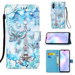 For Xiaomi Redmi 9A Colored Drawing Pattern Plain Weave Horizontal Flip Leather Case with Holder & Card Slot & Wallet & Lanyard(Tower Butterfly)