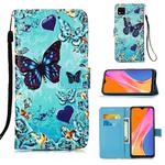 For Xiaomi Redmi 9C Colored Drawing Pattern Plain Weave Horizontal Flip Leather Case with Holder & Card Slot & Wallet & Lanyard(Caring Butterfly)
