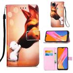 For Xiaomi Redmi 9C Colored Drawing Pattern Plain Weave Horizontal Flip Leather Case with Holder & Card Slot & Wallet & Lanyard(Hound Kiss)