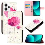 For Redmi 12 4G / 5G Global India / Note 12R 3D Painting Horizontal Flip Leather Phone Case(Flower)