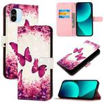For Redmi A1 4G Global / Redmi A2 4G 3D Painting Horizontal Flip Leather Phone Case(Rose Butterfly)