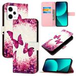 For Redmi Note 12 Pro Speed 3D Painting Horizontal Flip Leather Phone Case(Rose Butterfly)
