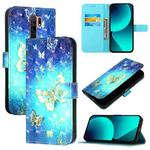 For Redmi 9 / 9 Prime India 3D Painting Horizontal Flip Leather Phone Case(Golden Butterfly)