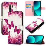 For Redmi 9 / 9 Prime India 3D Painting Horizontal Flip Leather Phone Case(Rose Butterfly)