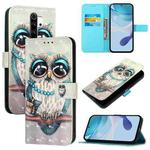 For Redmi Note 8 Pro 3D Painting Horizontal Flip Leather Phone Case(Grey Owl)