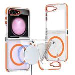 For Samsung Galaxy Z Flip5 Dual-Color Clear Acrylic Hybrid TPU MagSafe Phone Case(Orange)