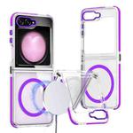 For Samsung Galaxy Z Flip5 Dual-Color Clear Acrylic Hybrid TPU MagSafe Phone Case(Purple)