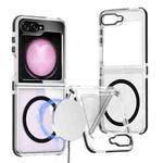 For Samsung Galaxy Z Flip5 Dual-Color Clear Acrylic Hybrid TPU MagSafe Phone Case(Black)