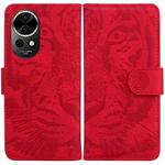 For Huawei nova 12 Tiger Embossing Pattern Flip Leather Phone Case(Red)