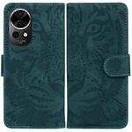 For Huawei nova 12 Tiger Embossing Pattern Flip Leather Phone Case(Green)