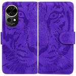 For Huawei nova 12 Tiger Embossing Pattern Flip Leather Phone Case(Purple)