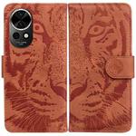 For Huawei nova 12 Tiger Embossing Pattern Flip Leather Phone Case(Brown)