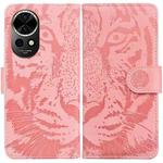 For Huawei nova 12 Tiger Embossing Pattern Flip Leather Phone Case(Pink)