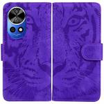 For Huawei nova 12 Pro / nova 12 Ultra Tiger Embossing Pattern Flip Leather Phone Case(Purple)